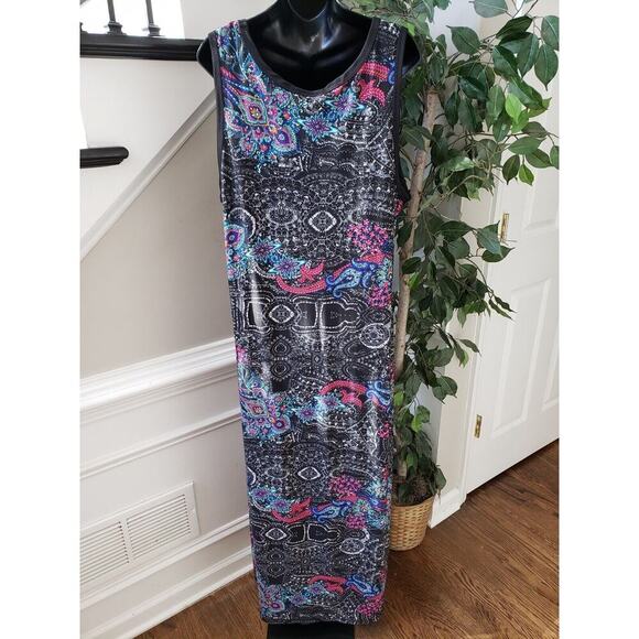 Avenue Women's Multicolor Polyester Scoop Neck Sleeveless Long Maxi Dress 22/24 - Picture 5 of 12